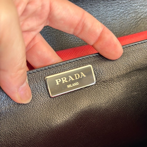 PRADA Saffiano Lux Sound Shoulder Bag Pink Clutch Silver - Picture 8 of 16